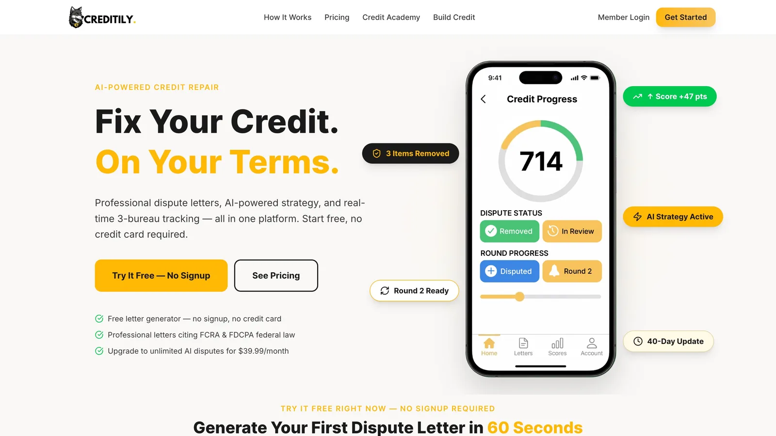 Creditily website screenshot